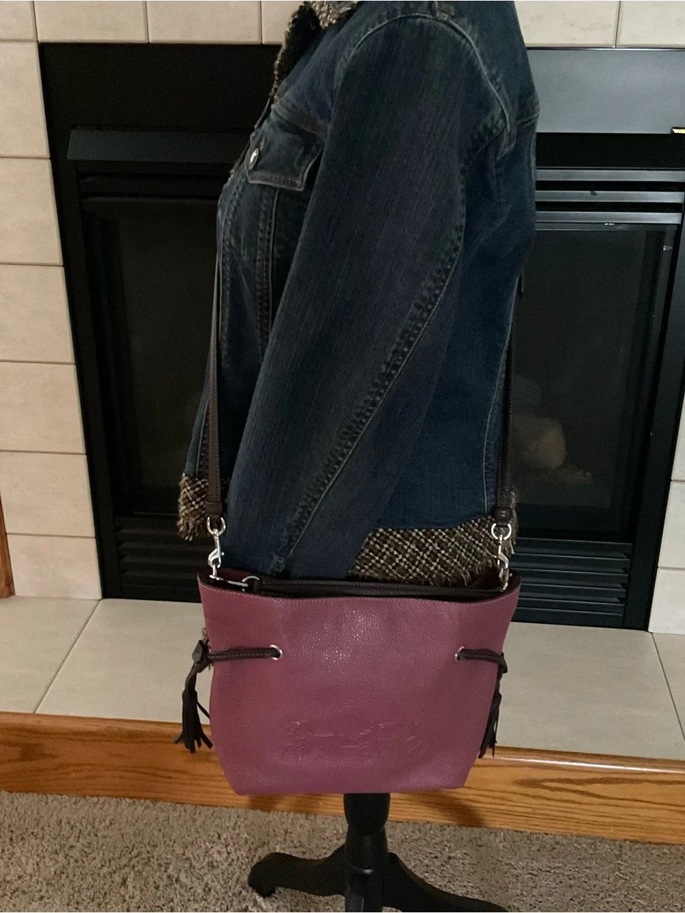 Coach Horse & Carriage Embossed Pebble Leather Convertible Crossbody Mauve Pink
